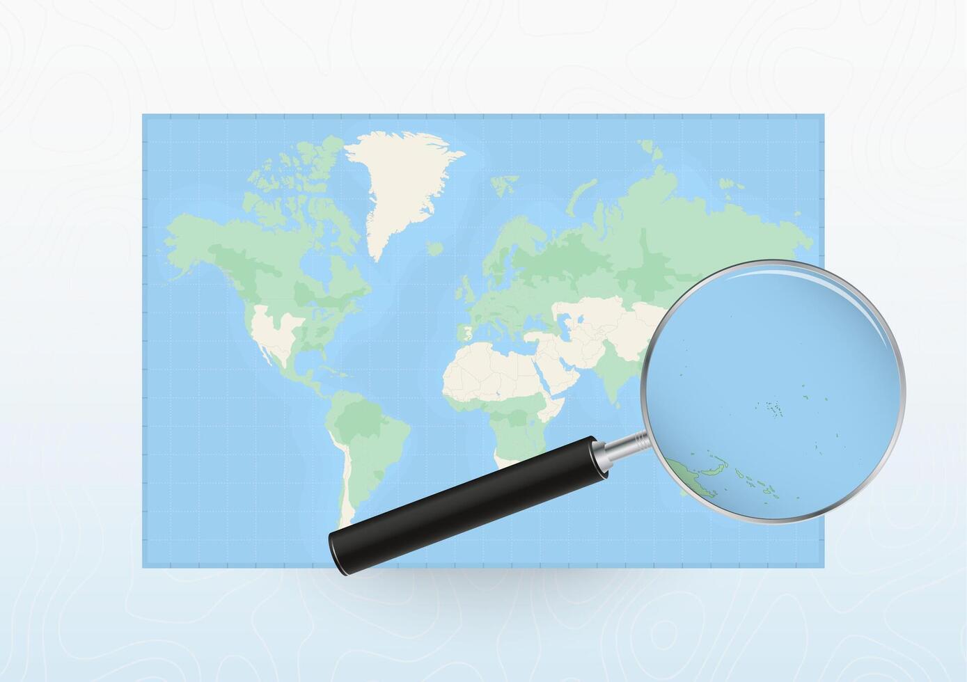 Map of the World with a magnifying glass aimed at Marshall Islands, searching Marshall Islands with loupe. vector