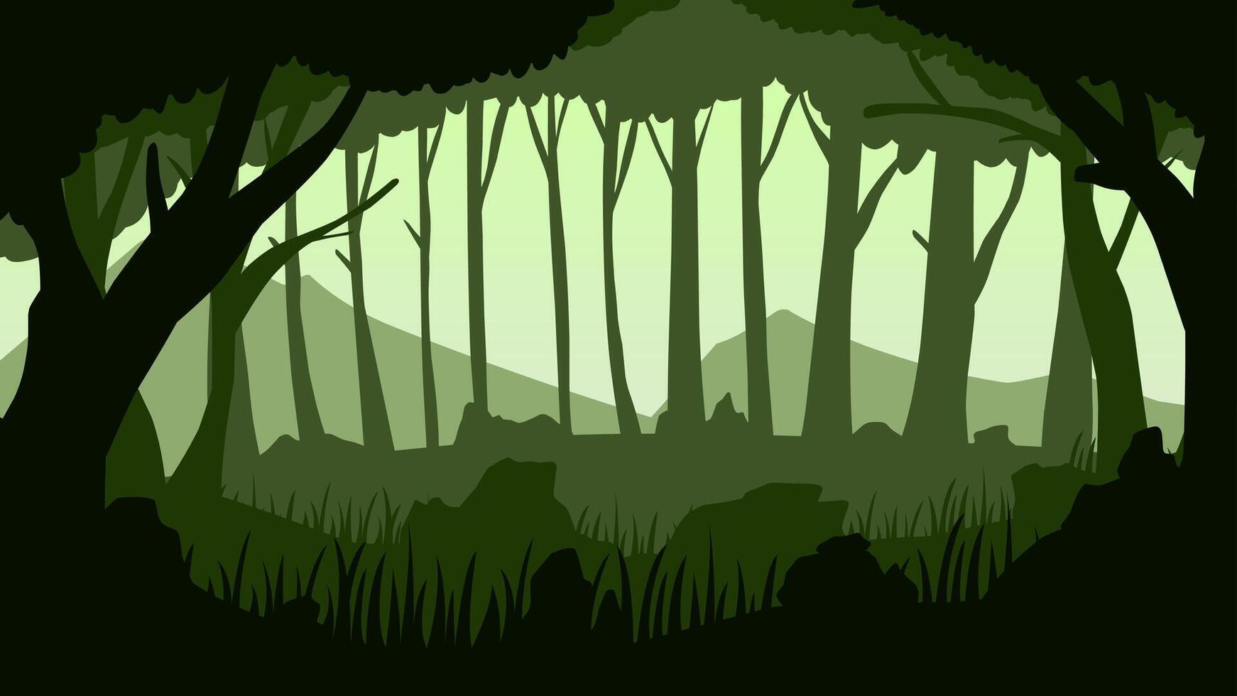 Landscape illustration of deep forest vector