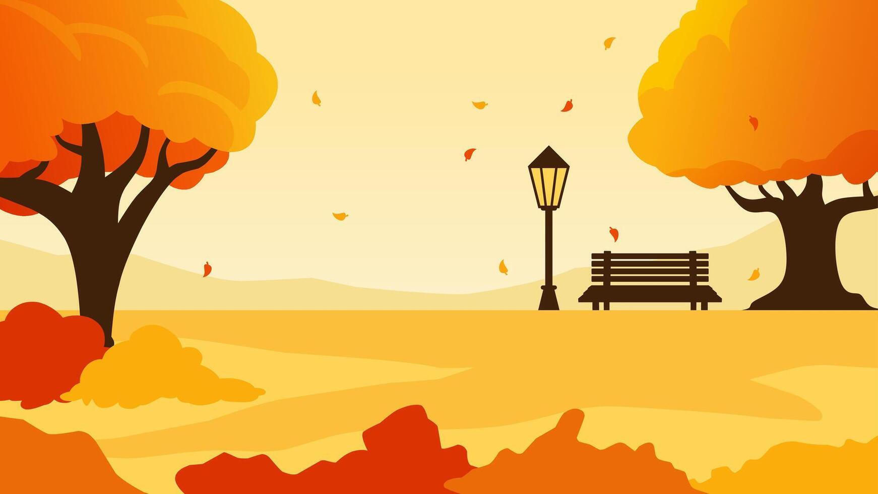 Landscape illustration of autumn park vector
