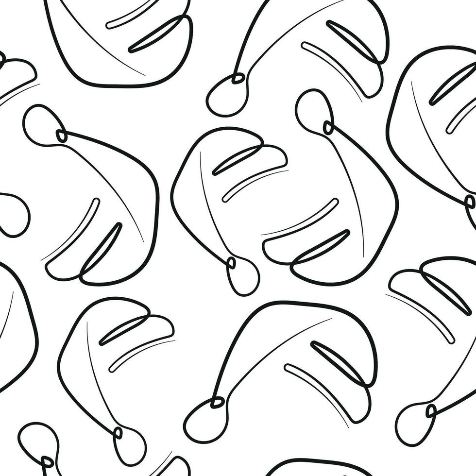 Christmas simple pattern with New Year's hats of Santa Claus with a pompom on the side arranged chaotically vector