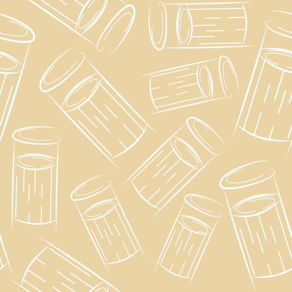 seamless pattern with a small round street trash can in line art style on a yellow background, to fight against environmental pollution day vector