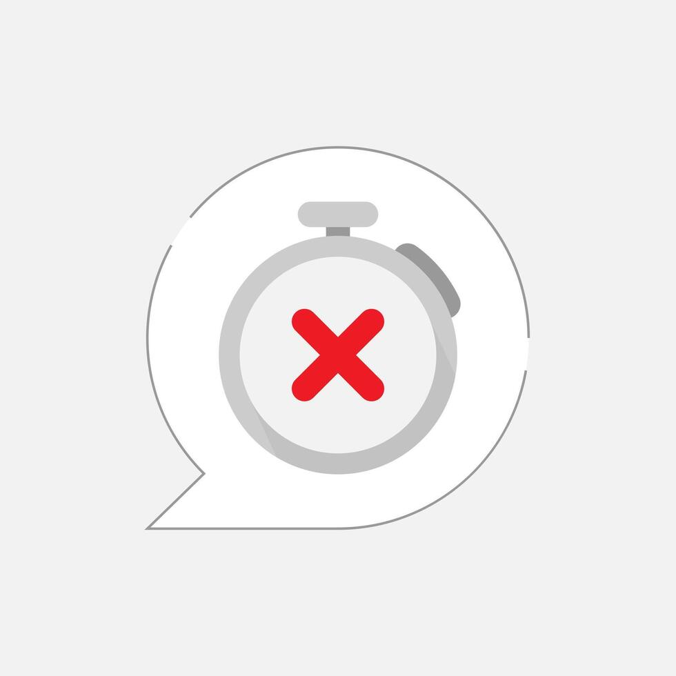 illustration of a stopwatch with a red cross, time has expired, running out or the deadline has passed. Ideal for use in applications related to time management, scheduling, deadlines, and reminders vector