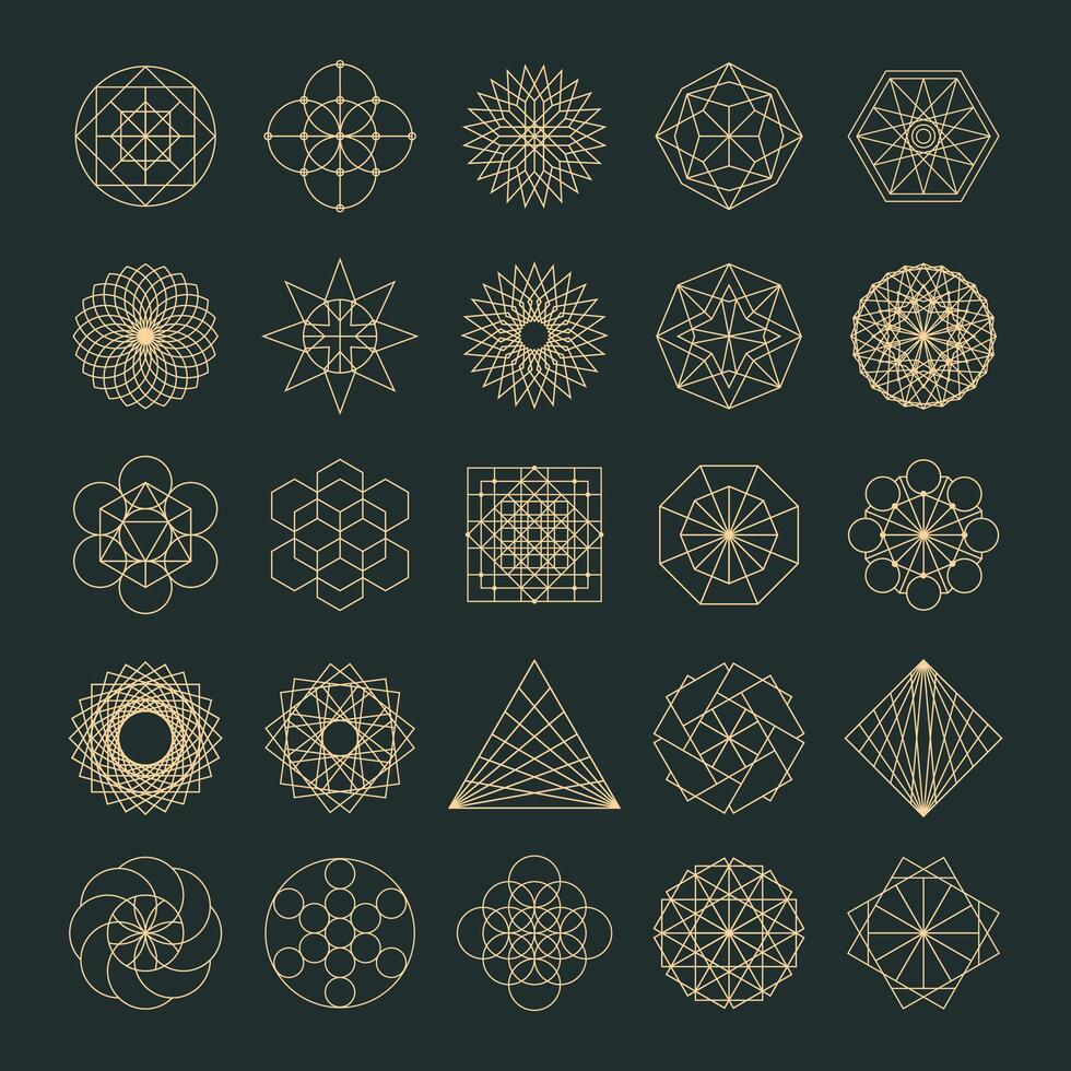 Ssacred geometry shape design elements. Alchemy, religion, philosophy, spirituality, hipster symbols and elements vector