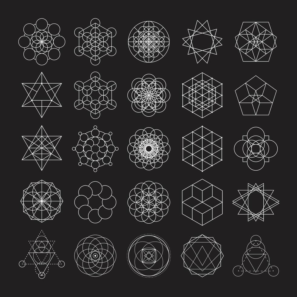 Sacred geometry elements. Alchemy, religion, philosophy, spirituality, hipster symbols and elements vector