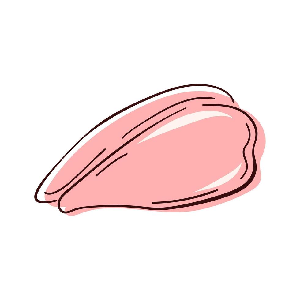 Chicken breast fillet in hand drawn style. Protein meat production design for butchery shop, delivery package design. Isolated on a white background. vector