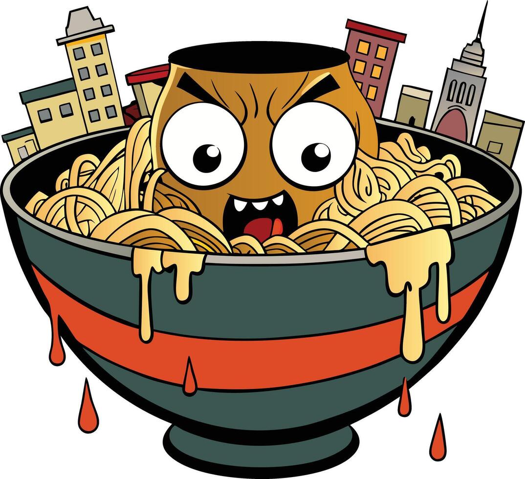 Ramen Bowl scary Monster Clipart vector