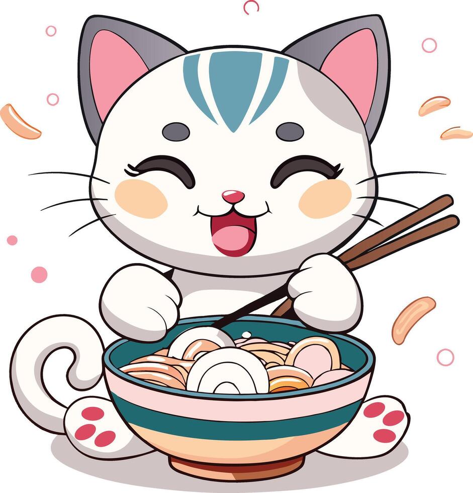 Cat Eating food clipart vector