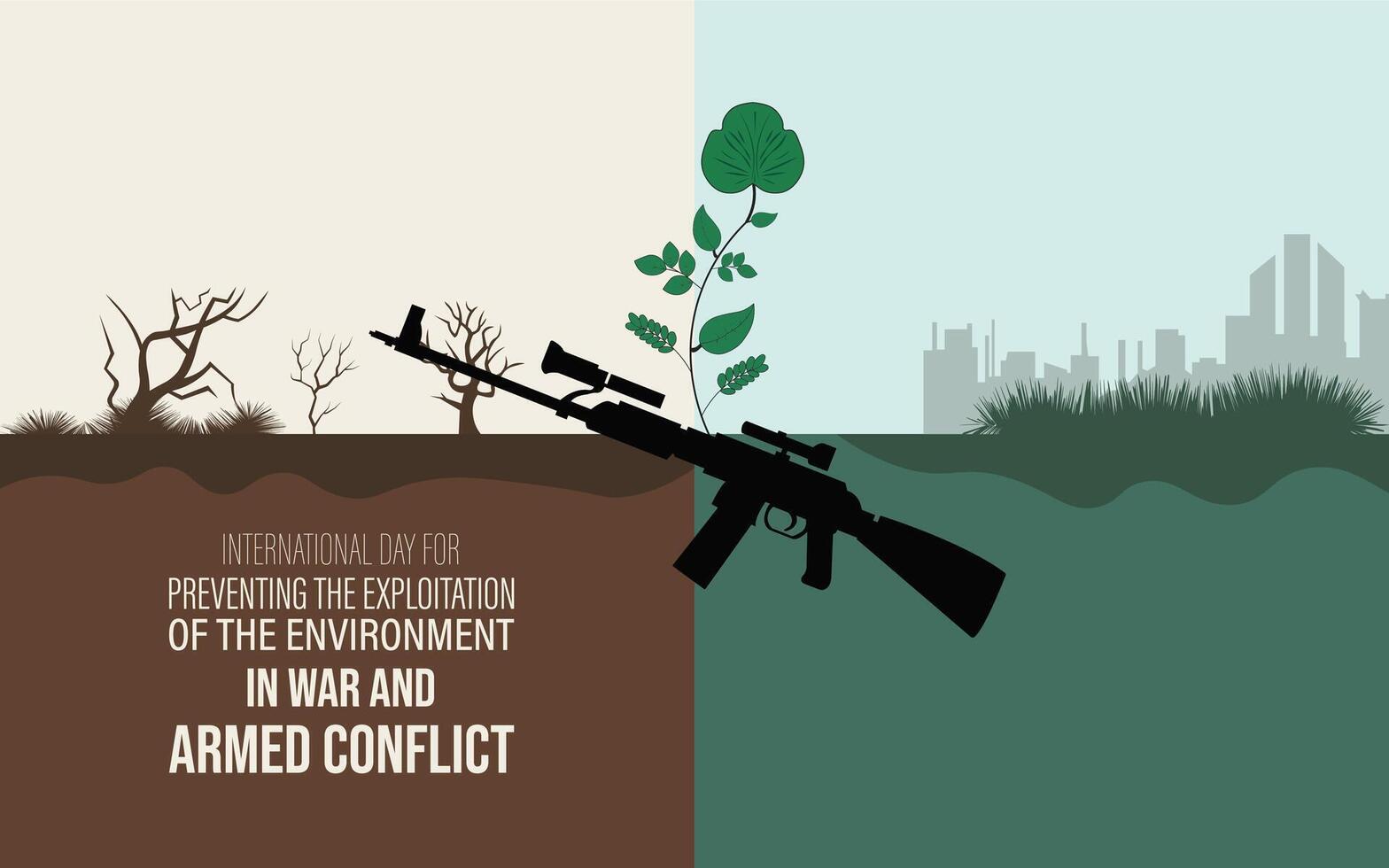 International Day for Preventing the Exploitation of the Environment in War and Armed Conflict. November 6. Holiday concept. Template for background, banner, card, vector