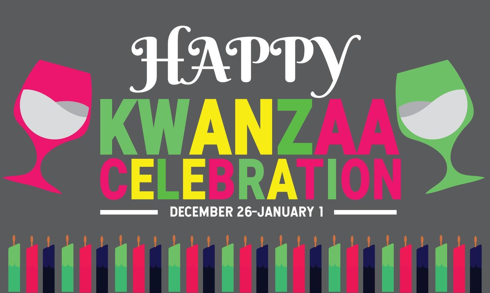 Happy Kwanzaa. December 26 - January 1. Holiday concept. Template for background, banner, card, poster with text inscription vector