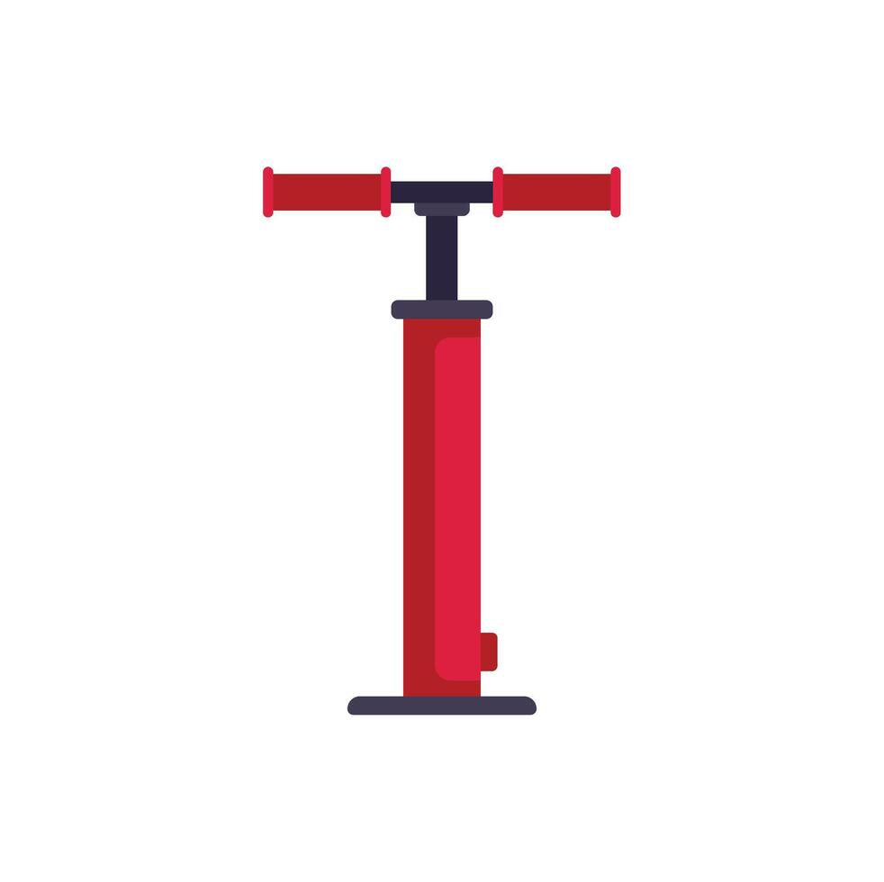Red manual air pump standing on white background vector