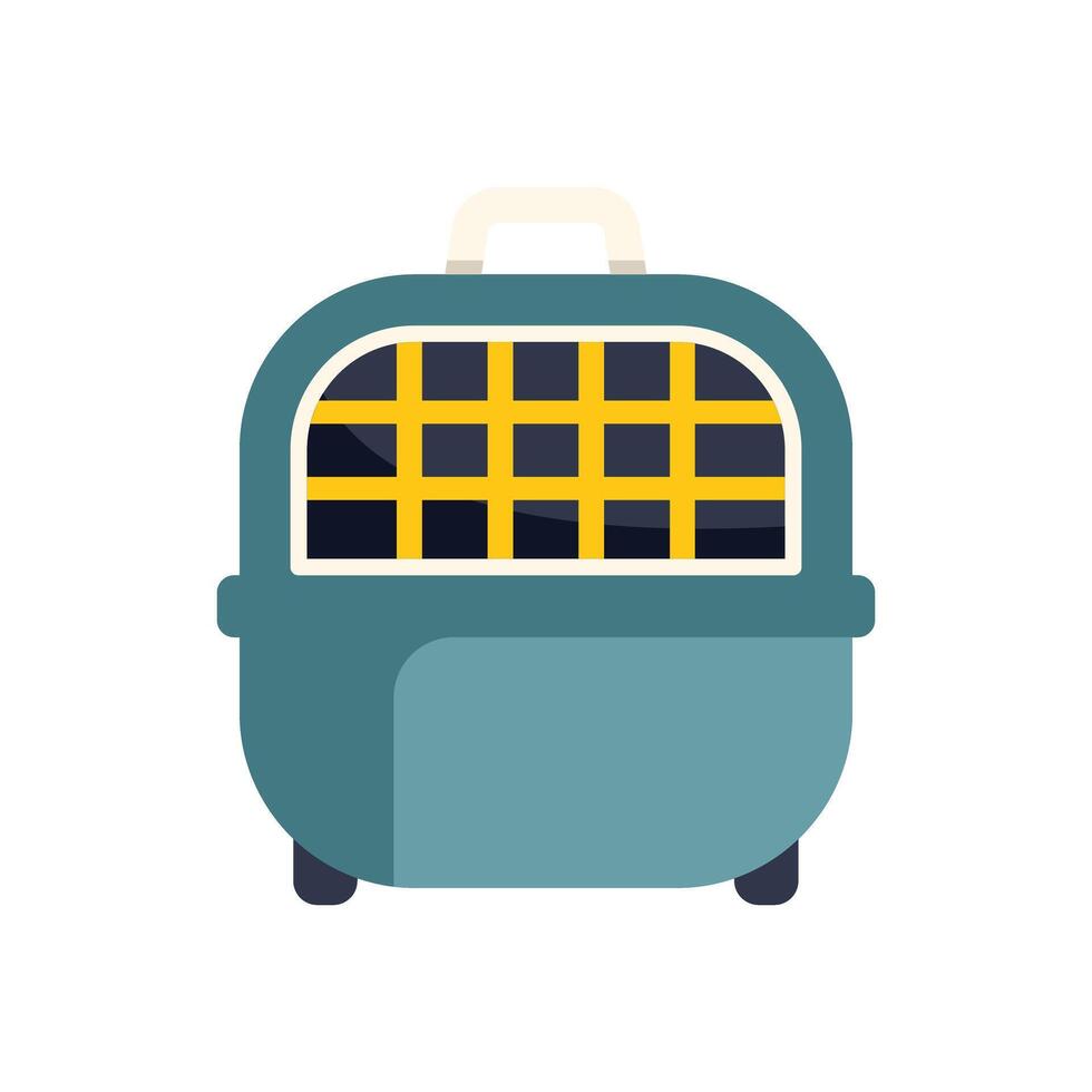 Blue pet carrier with yellow door for traveling with animals vector