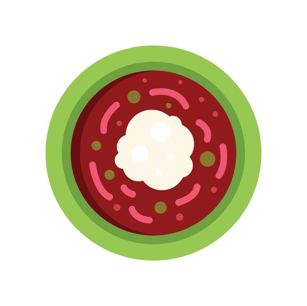 Delicious ukrainian borscht soup with sour cream served in a bowl vector