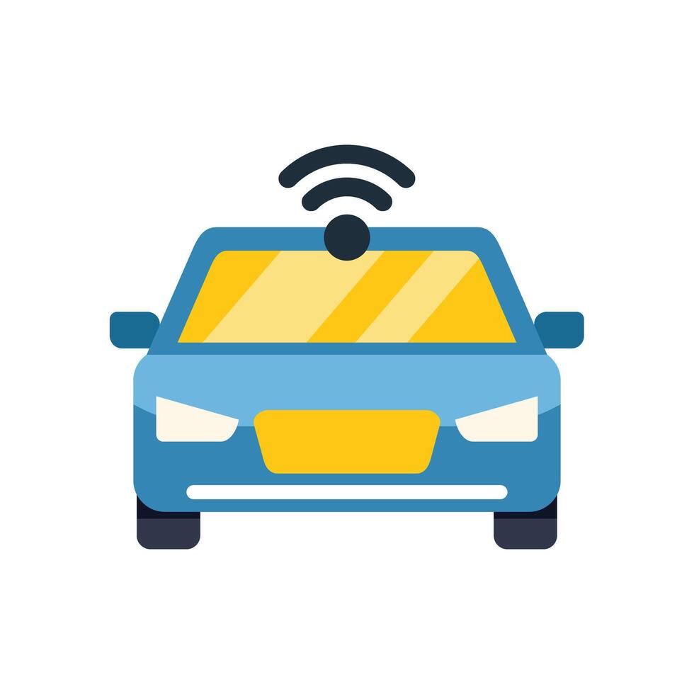 Modern driverless car using wireless network icon vector