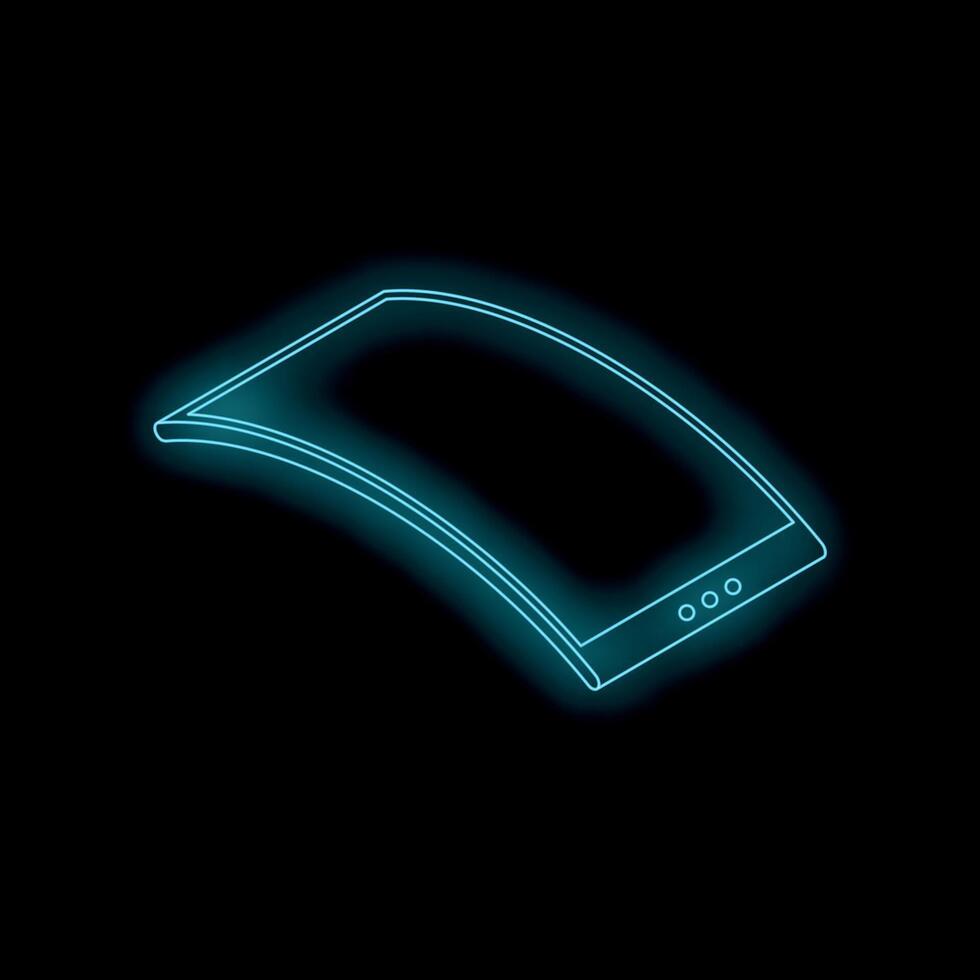 Flexible display smartphone glowing with neon light showing concept of future technologies vector