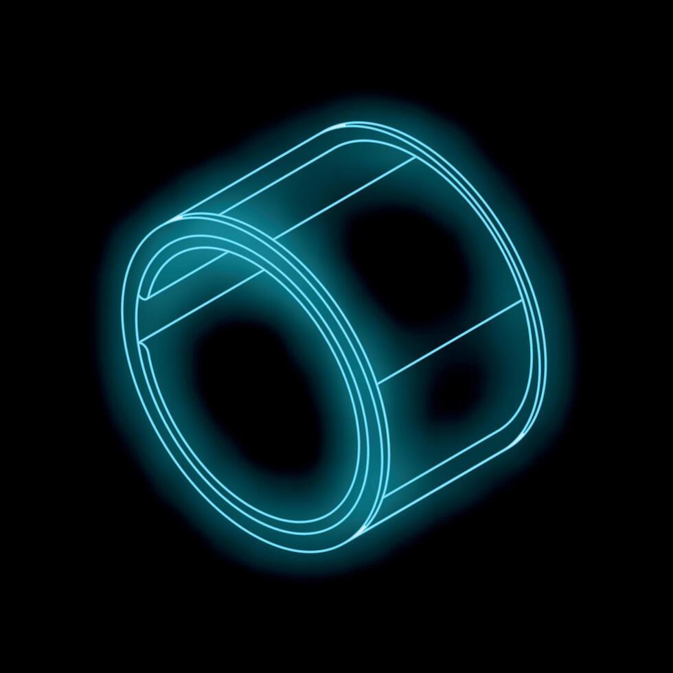 Neon blue bearing rotating on black background vector