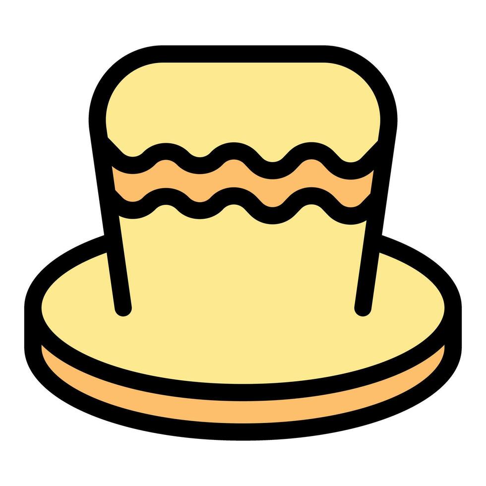 Delicious round layered cake with wavy icing on white background vector