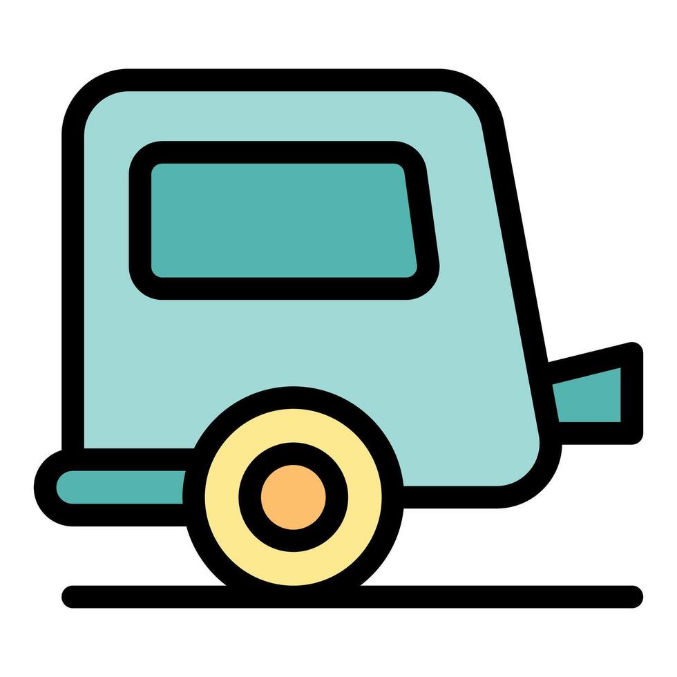 Small caravan trailer parked, embodying freedom and travel adventures vector