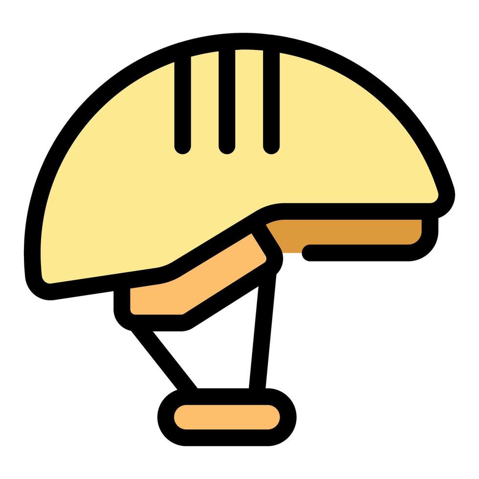 Yellow climbing helmet protecting head during risky activities vector