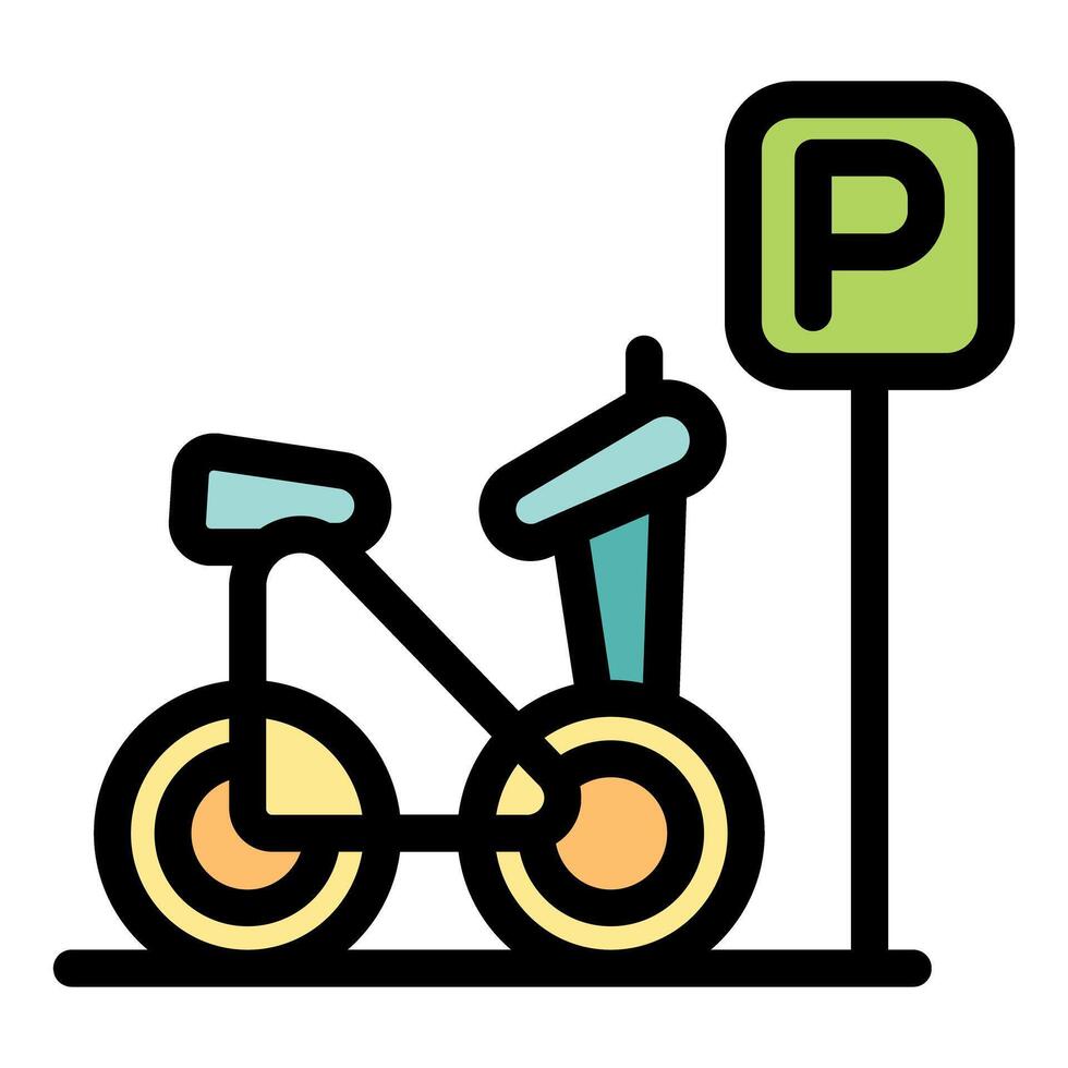 Bicycle parking sign indicating designated parking area for bikes vector