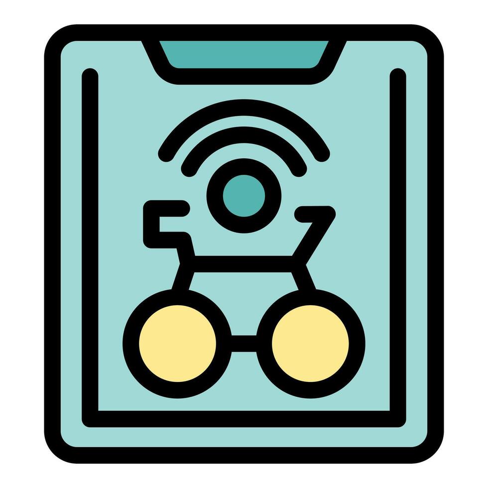 Smartphone app showing sharing bike location with wireless signal vector