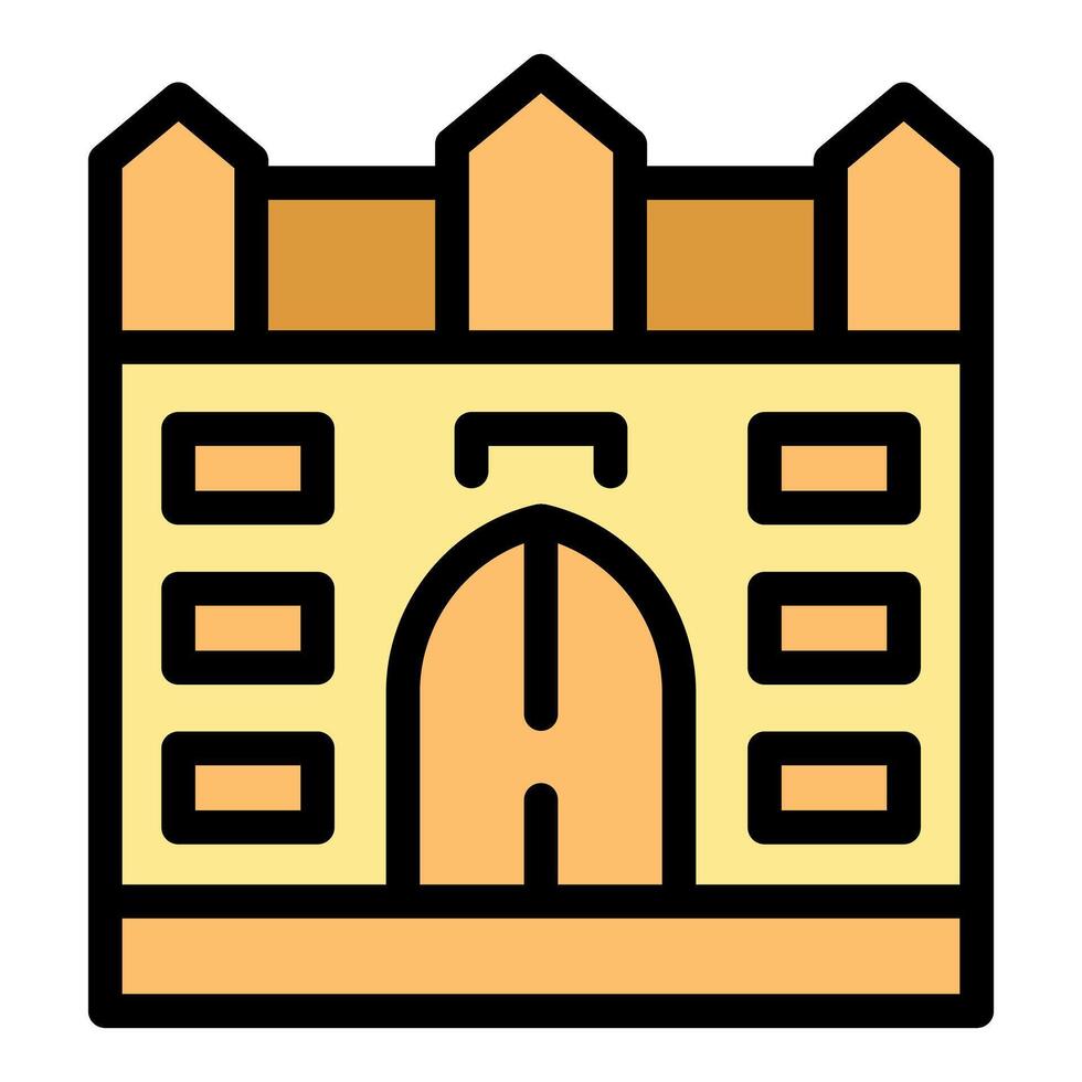 Medieval fortress with closed gate protecting kingdom vector
