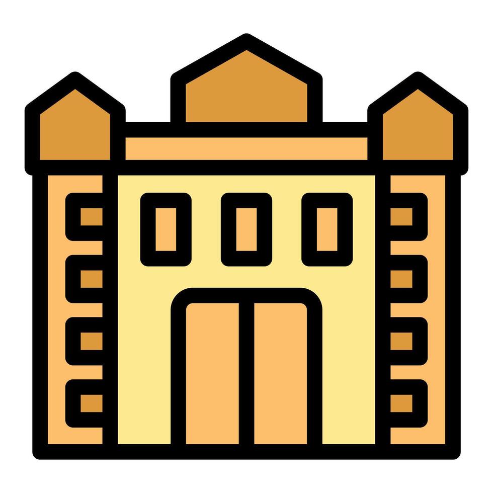 Big gate opening in ancient fortress with towers and windows vector