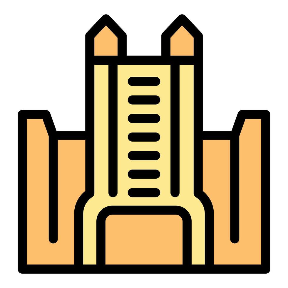 Imposing fortress standing tall with high walls and towering turrets vector
