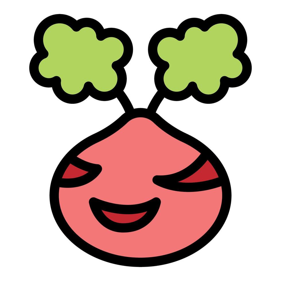 Cute beetroot cartoon character smiling with green leaves vector