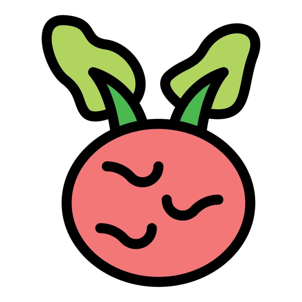 Fresh radish with vibrant green leaves growing from the ground vector