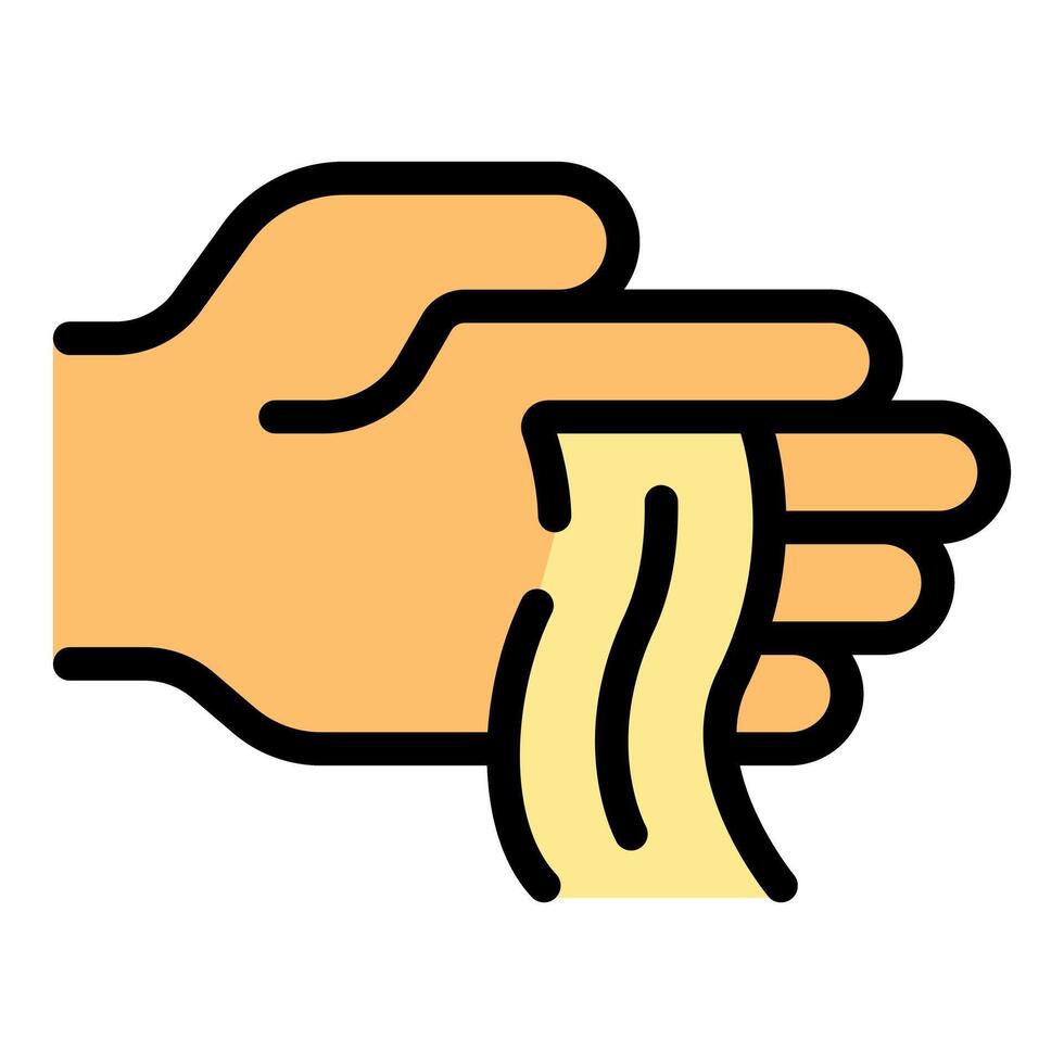 Hand holding and kneading dough for baking bread or pasta vector