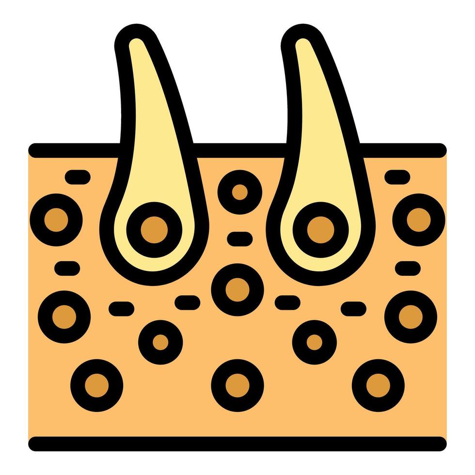 Hair follicles growing from skin surface showing biological structure vector
