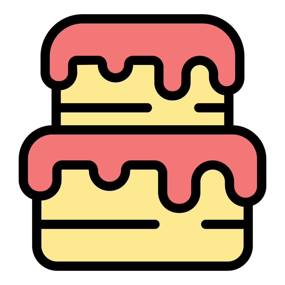 Delicious two tiered cake with dripping icing representing celebration and sweetness vector