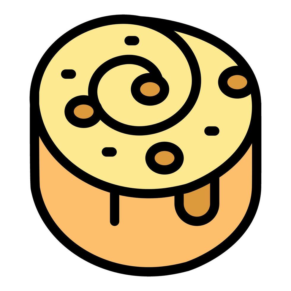 Delicious cinnamon roll with icing drizzling down pastry vector