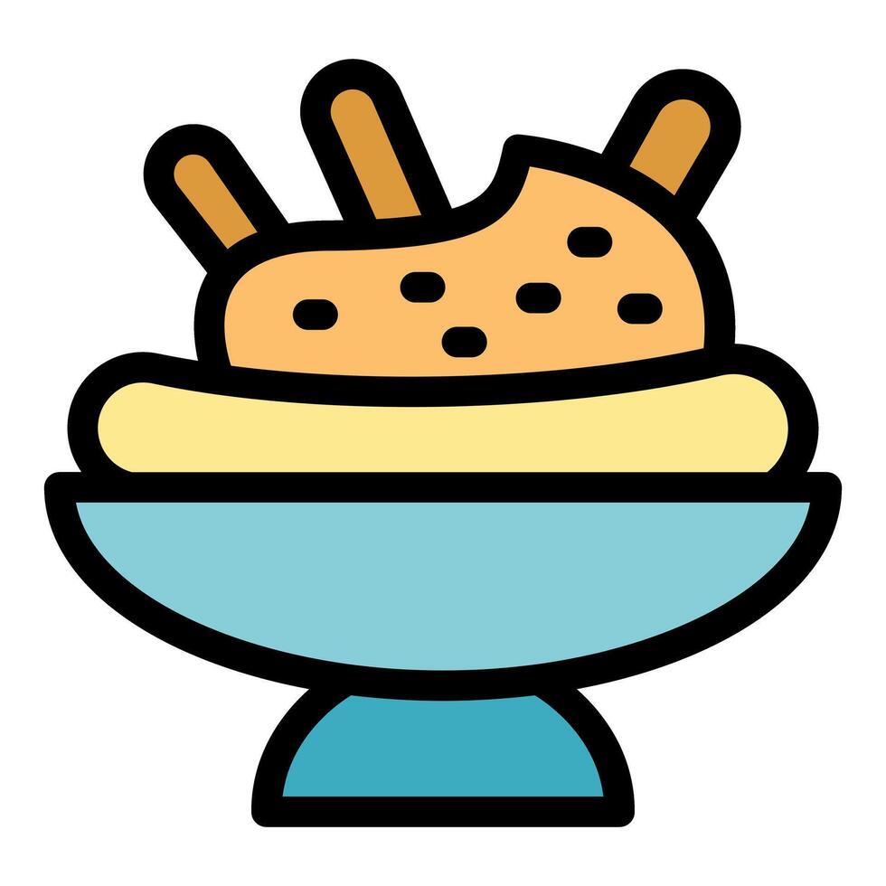 Delicious hummus with pita bread served in elegant bowl vector