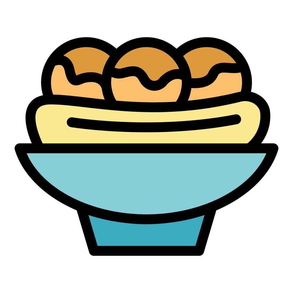 Takoyaki japanese street food resting in bowl with wasabi vector