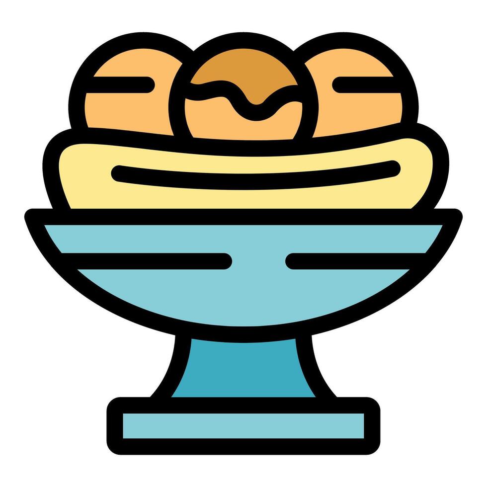 Banana split sundae resting on elegant pedestal dish vector