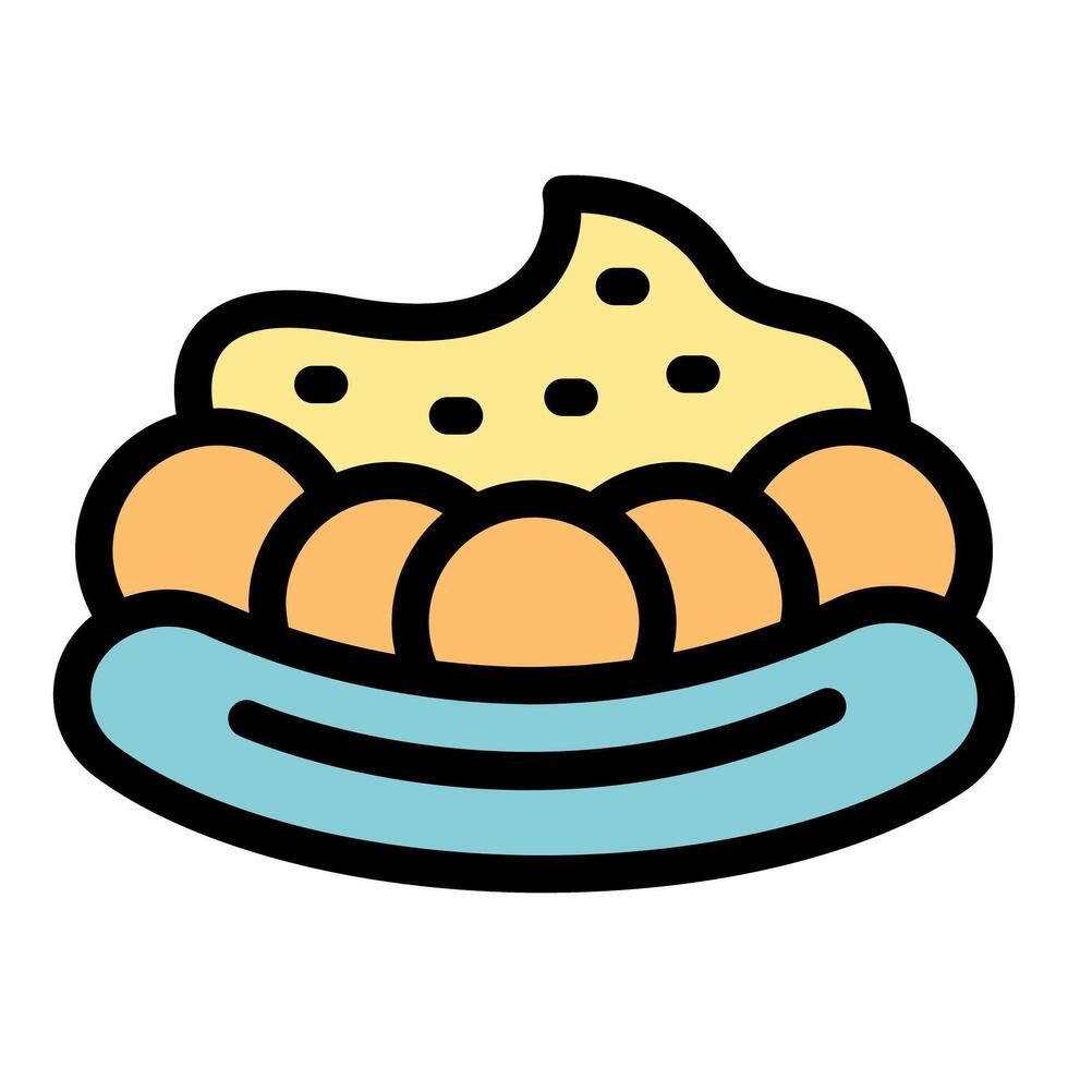 Delicious takoyaki balls with mustard and mayonnaise on a plate vector