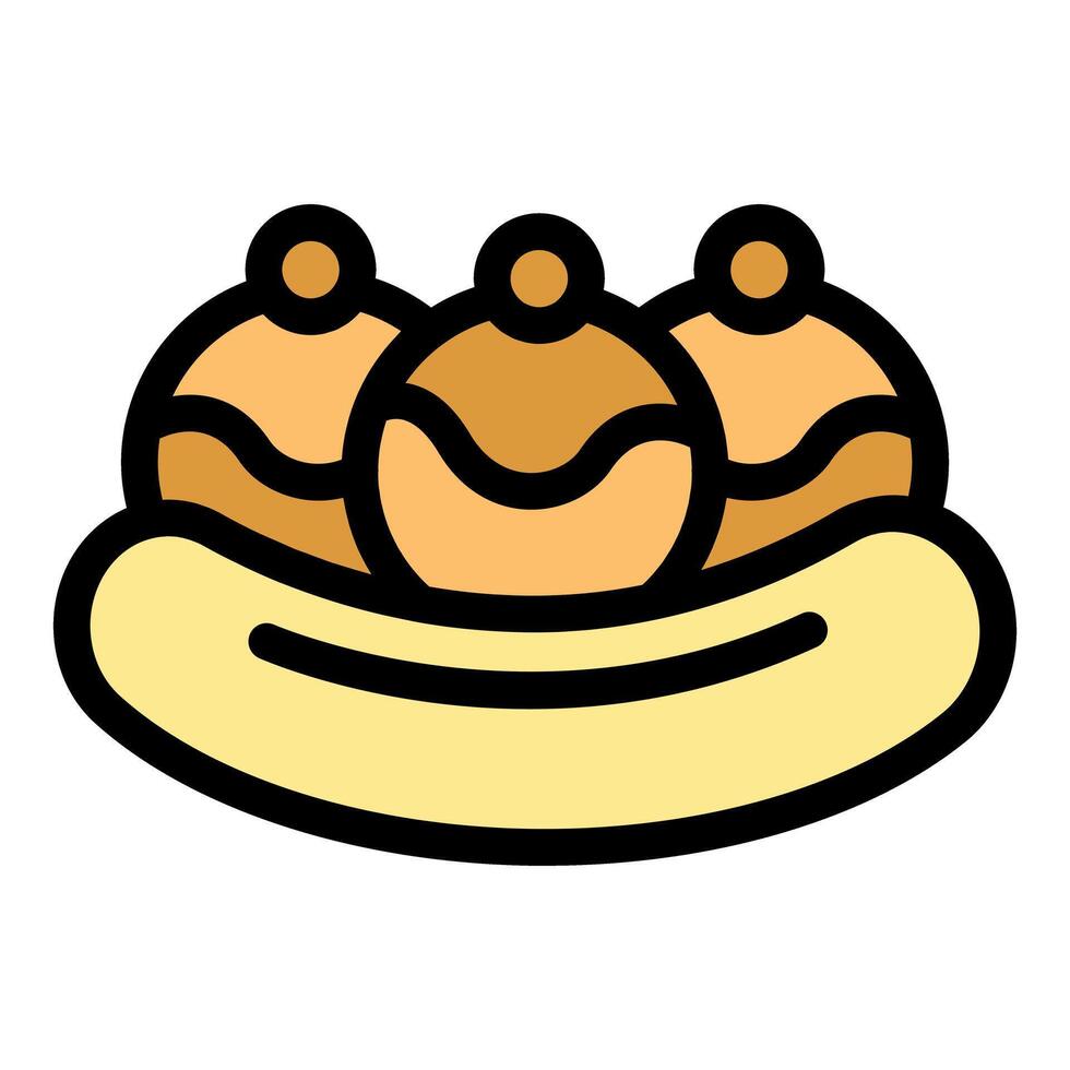 Takoyaki balls resting on a soft bun, ready to be enjoyed vector