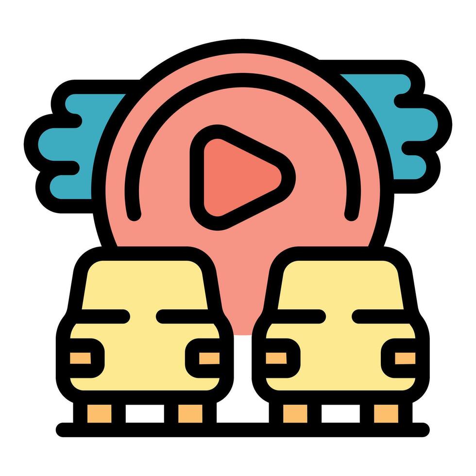 Cars watching movie at drive in theater open air cinema vector