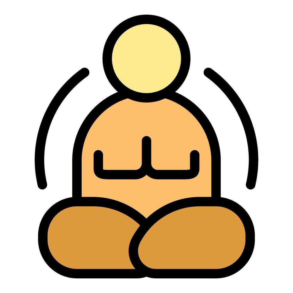 Person meditating in lotus position and practicing pranayama breathing technique vector