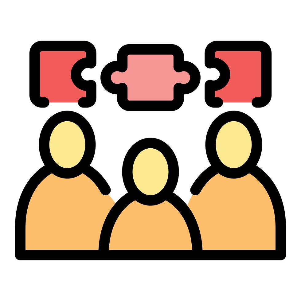 Team connecting puzzle pieces, collaboration and problem solving vector