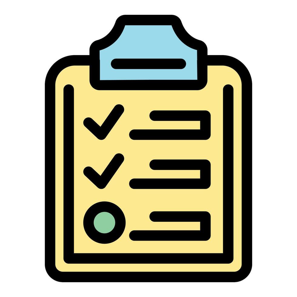 Clipboard showing checklist with checkmarks and empty circle icon vector
