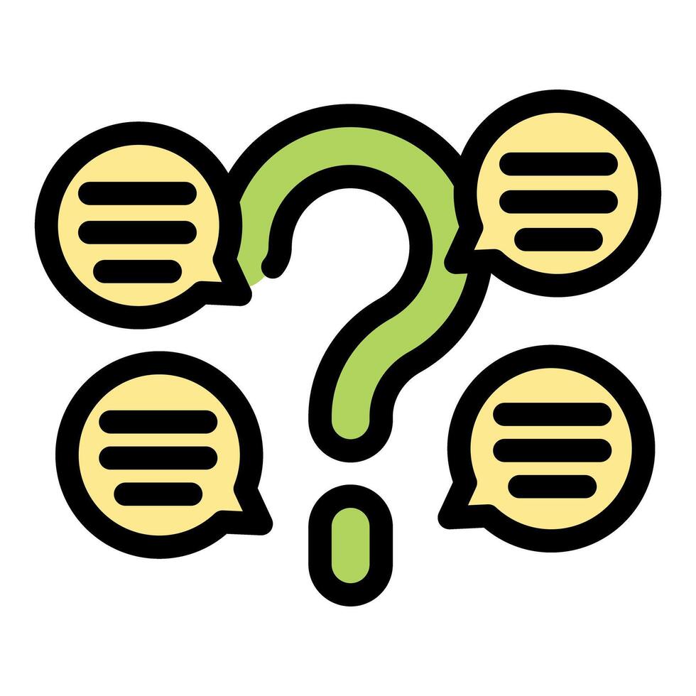 Question mark surrounded by speech bubbles representing frequently asked questions vector