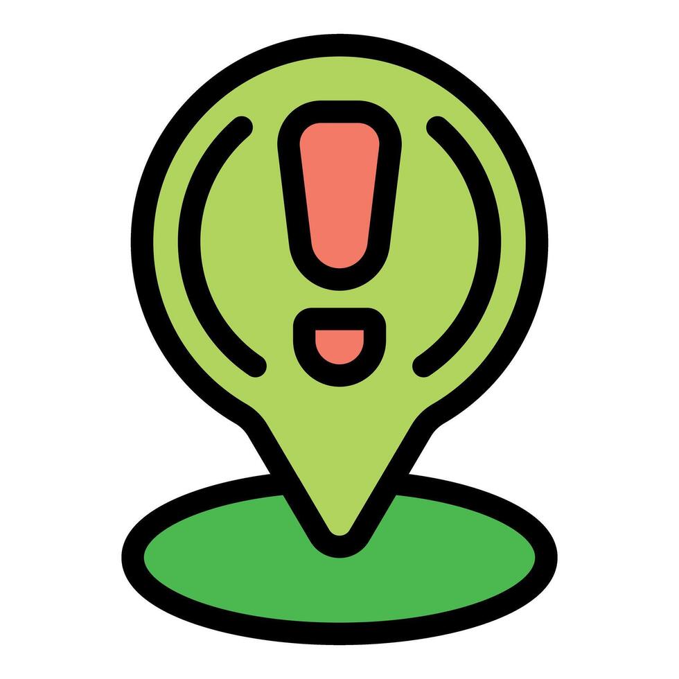 Green map pointer showing an exclamation point symbol for attention vector