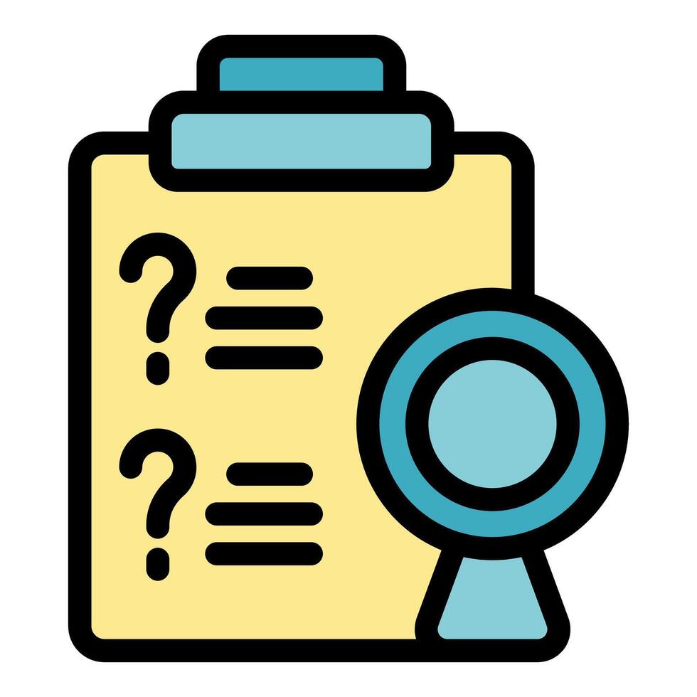 Clipboard with question marks and quality control stamp representing product testing vector