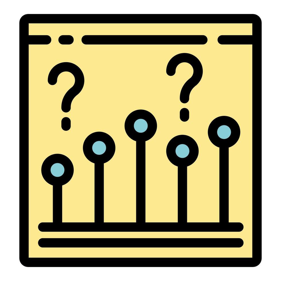 Question marks hovering over growing bar graph representing increasing uncertainty vector