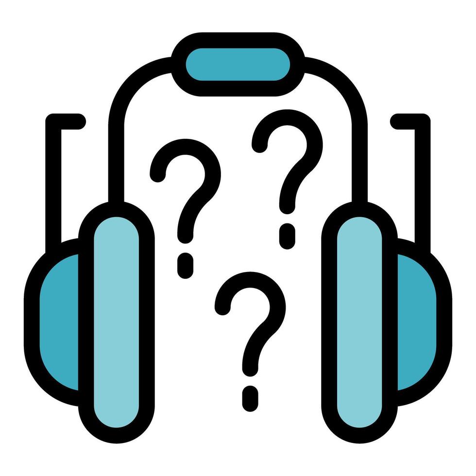 Headphones emitting question marks symbolizing uncertainty and inquiry vector
