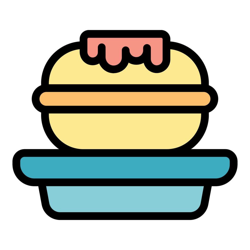 Sweet macaron with pink cream on a plate, ready to be enjoyed vector