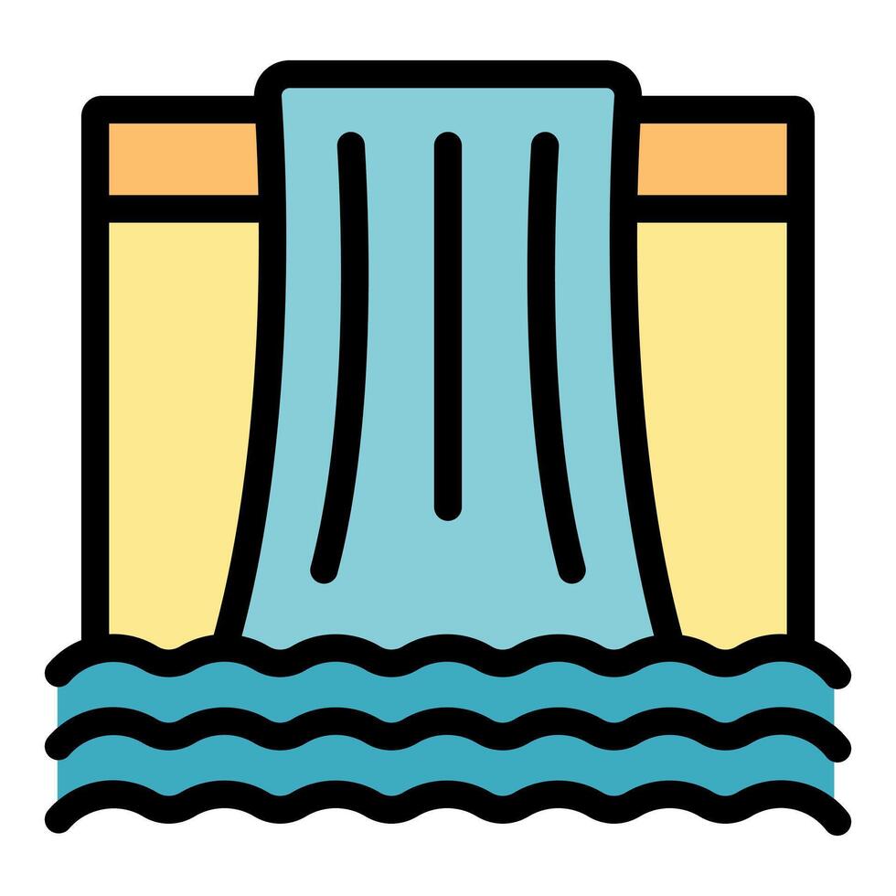 Water dam generating clean energy and preventing floods vector