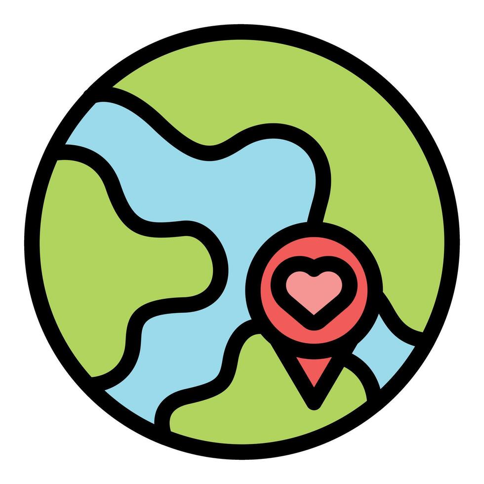 Heart location icon showing global romance and love connection vector